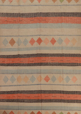 Reversible Turkish Flat Weave Modern Kilim Vegetable Dye Room Size Rug 8x10