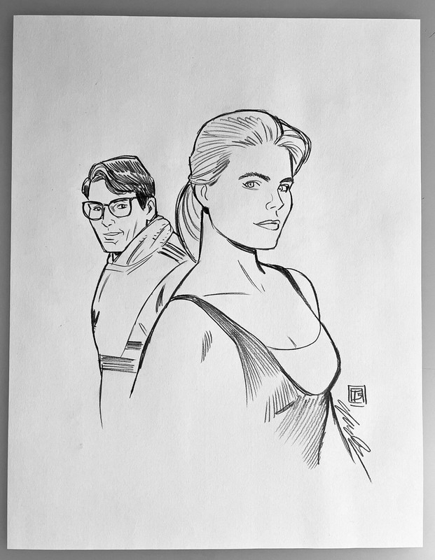 Superman 4 Mariel Hemingway Lacy Clark Kent ORIGINAL PENCIL SKETCH by Tim Shinn