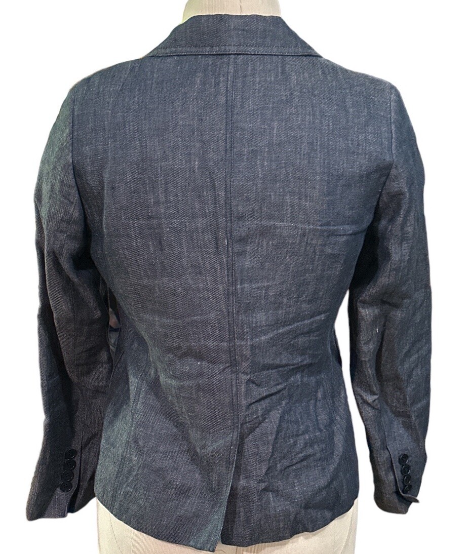 Talbots Linen Blazer Lined Chambray Hacker Size 6… - image 2