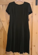 Dressbarn Size 8 Black Midi Dress Low Waist Pleated Academia Schoolgirl