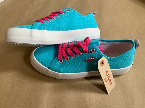 blue canvas trainers