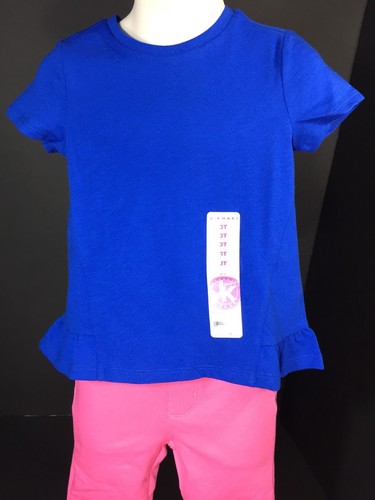 Blau Rosa Babykleidung Mädchen 2-teiliges Set 2T & 3T J.Khaki Kinder Oberteil Gymboree Hose Neu - Bild 1 von 12