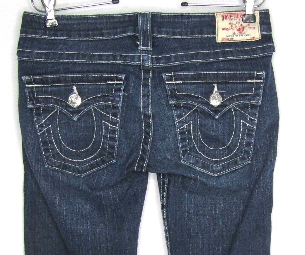 True Religion Billy Jeans Blue Denim Pants Flap Pocket Women