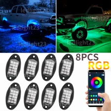 8x RGB LED Pods Rock Lights Kit Underbody Neon Light Fit Ford F-150 F-250 F-350