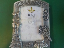 OUR WEDDING Metal Picture Frame  Holds a 4" x 6" Picture  CL 15 
