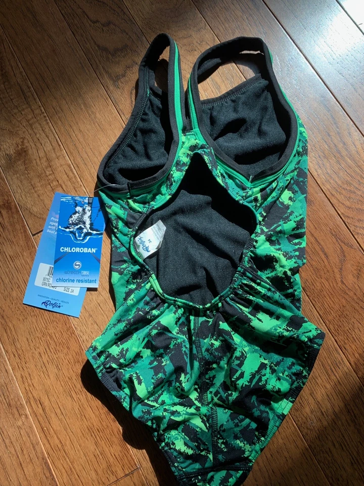 Traje de baño DOLFIN Rondo estampado femenino DBX espalda de una pieza niñas 24 NUEVO con etiquetas $84 Foto 3 de 4