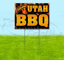 UTAH BBQ 18x24 Yard Sign WITH STAKE Corrugated Bandit USA BUSINESS BARBECUE