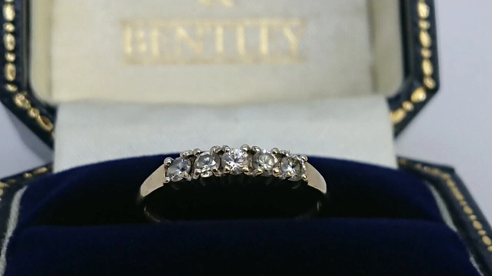 Anillo Vintage Oro 9ct Media Eternidad Circonita Cúbica - Talla K Foto 4 de 4