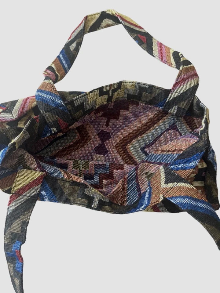 Aztec Pattern Black Canvas Tote With Large Matching Zip Pouch Cosmetic Bag - Image 4 of 4