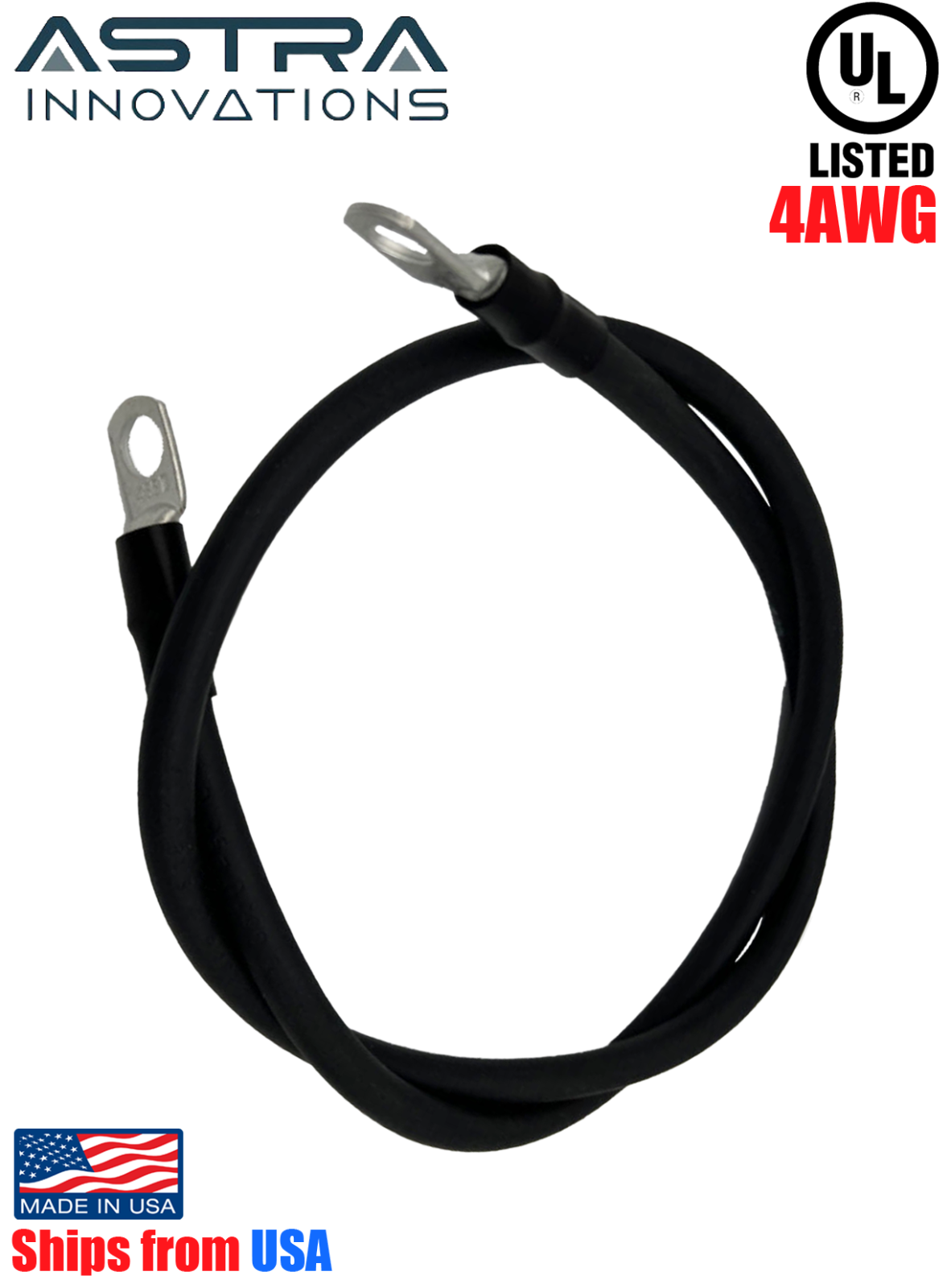 4 AWG Battery Cables - Solar, Marine,Inverter 3/8'',5/16'' Tin plated copper Lug