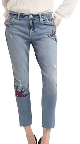 Bird Embroidered Jeans - Size 