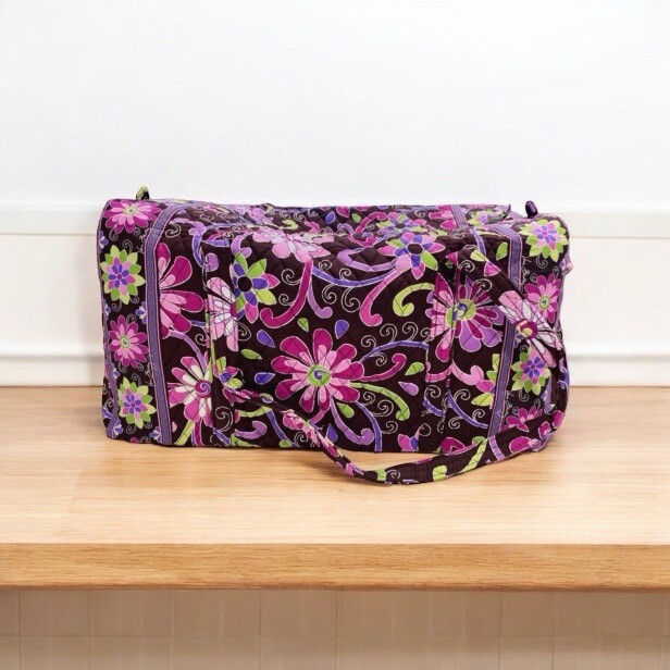 Vera Bradley Lg Purple Punch Duffel Bag Travel Retired Bright