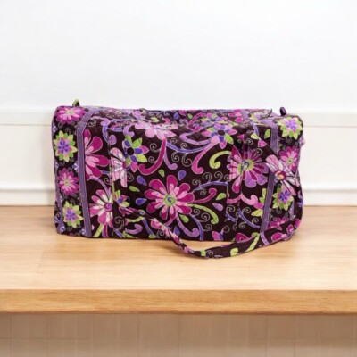 Vera Bradley Lg Purple Punch Duffel Bag Travel Retired Bright