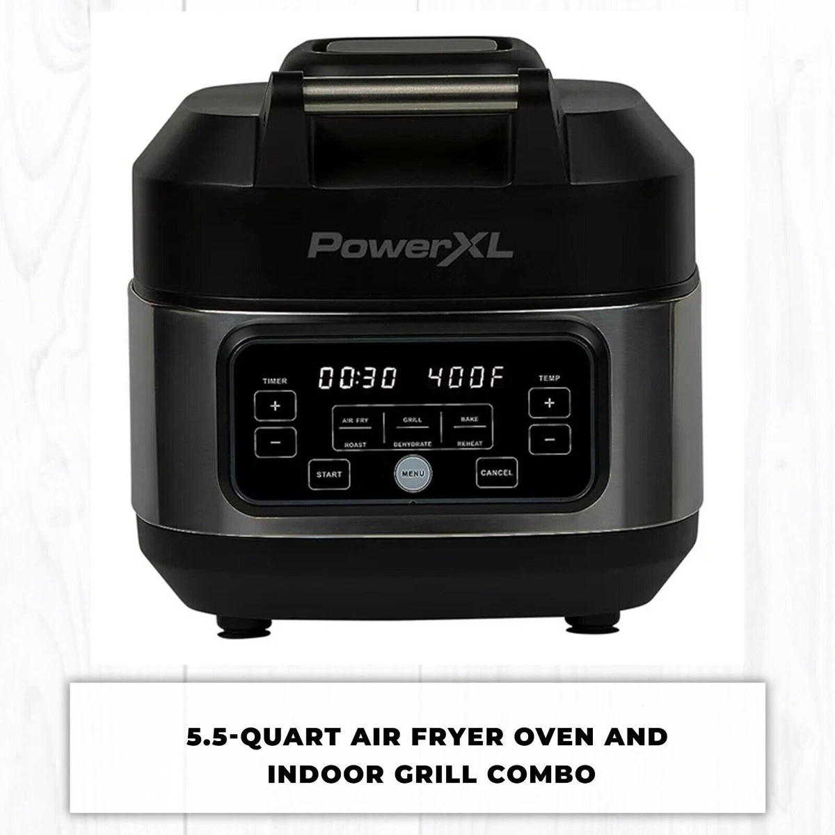 Power XL Grill Air Fryer Combo Electric Indoor Grill 5.5 Qt Multicooker  Roast