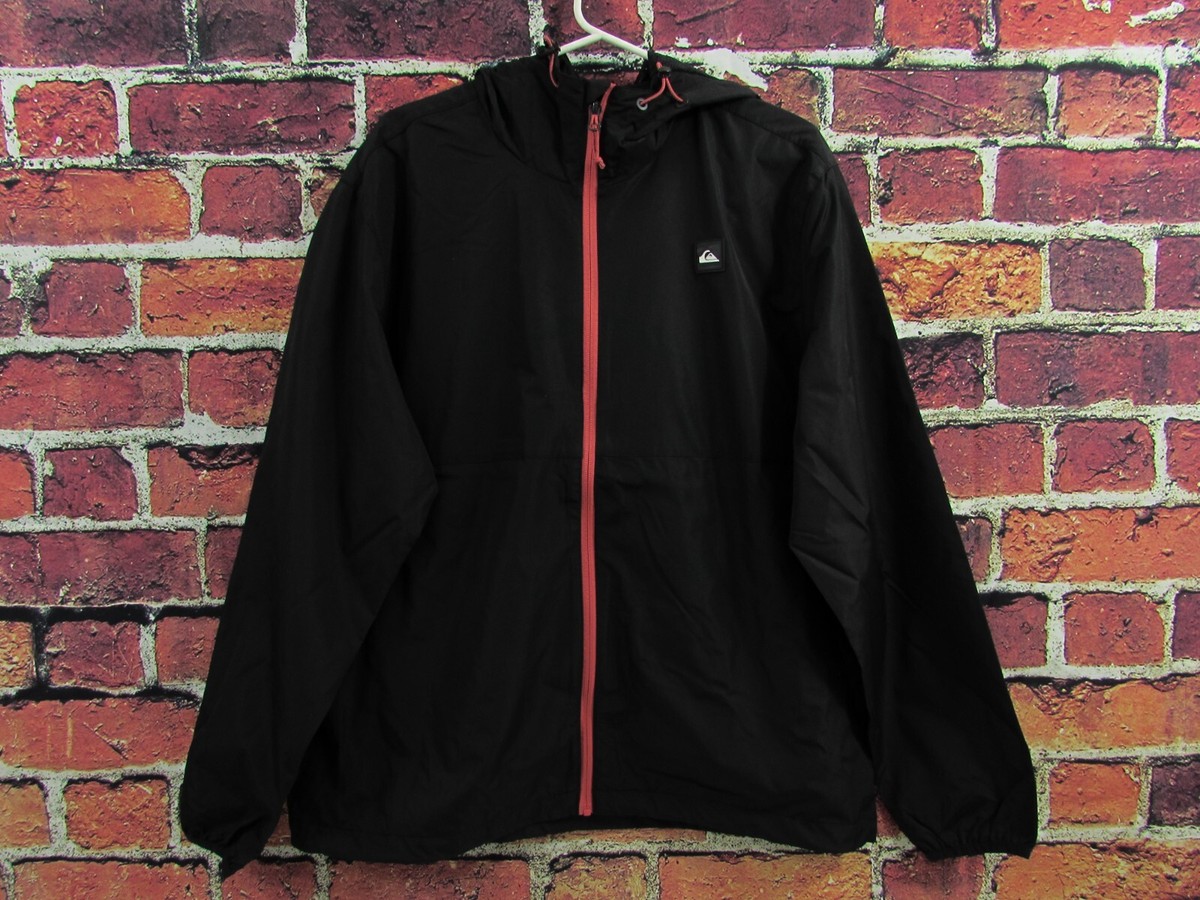 Men's XL Quicksilver Black Zip-up Hooded Light Jacket W Men's XL Quicksilver Black Zip-up Hooded Light Jacket W