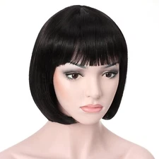 10" Short Straight Hair Flapper Cosplay Costume Bob Wig (Black)