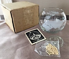 Vintage Flam'buoyants Floating Flame Candle, Clear & Frosted World Candle Globe