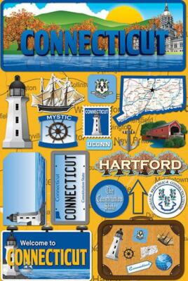 Stickers 3D Connecticut Mystic Lighthouse Hartford Covered Bridge Ship Anchor 