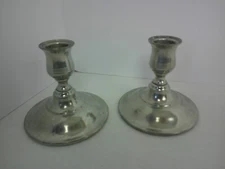 Pair Vintage Kirk Stieff Candle Holder 4" Pewter P113-30 Weighted