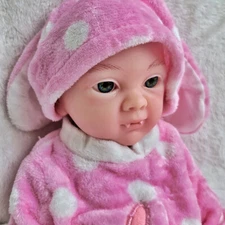 Painted Doll 17" Cute Girl Baby Full Silicone Floppy Dolls Lifelike Reborn Baby