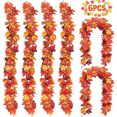 6 Pack Fall Decor for Home Fall Leaves Garland Thanksgiving Decorations Indoo...