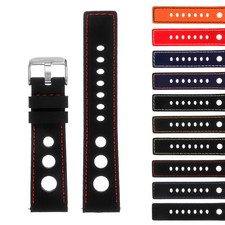 StrapsCo Silicone Rubber GT Rally Racing Watch Band - Quick Release Strap