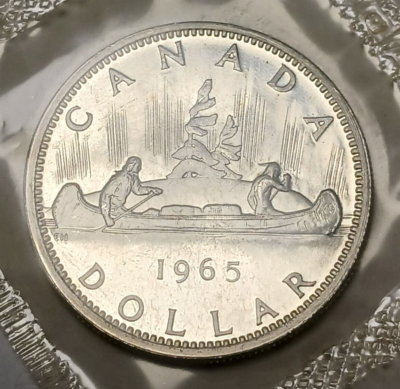 1965 Canada Prooflike Silver Dollar - Elizabeth II - Voyageur $1