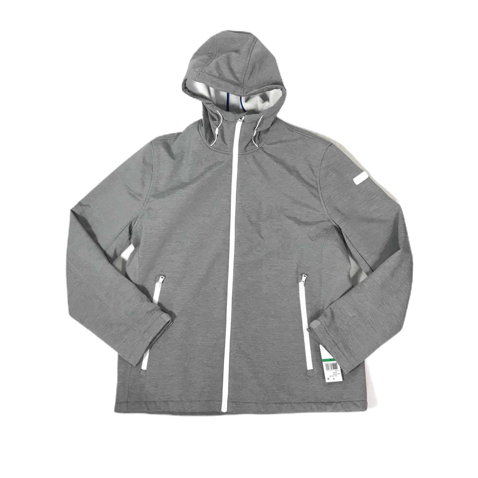 Michael Kors Heather Softshell Jacket Mens Grey Sz Large Hooded Full Zip Pockets