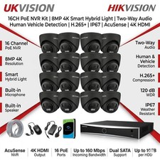 Hikvision 8MP 4K PoE Camera ColorVu Night Vision 2-Way Audio AI NVR CCTV System