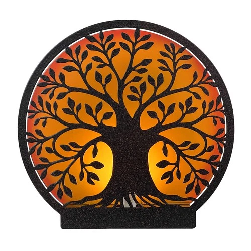 Tree of Life Metal Accent Light, 8" Plug-In Table Lamp, Black Nature Opens in a new window or tab