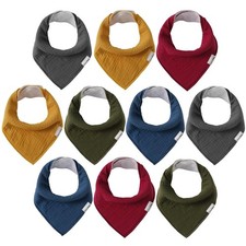 Muslin Baby Bibs For Boys Girls 10 PCS Pack Absorbent Bandana Drool 100 Cotton