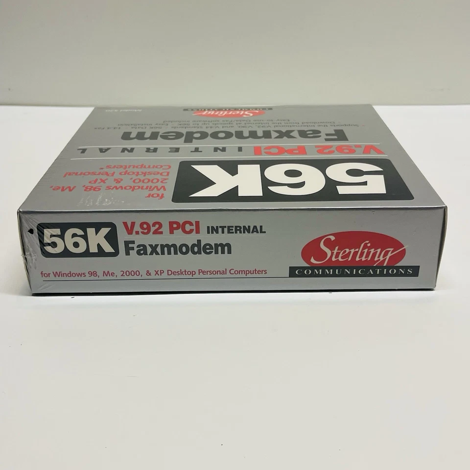56K MODEM Internal Faxmodem V.92 PCI Sterling Model S20 Windows 98 ME 2000 XP - Image 3 of 4