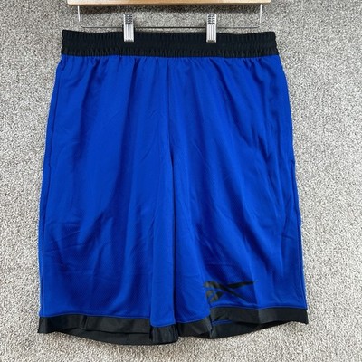 NWT Reebok Men's Shorts Size Medium Blue Mid Rise Elastic Waist Black Trim