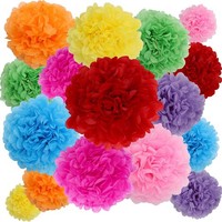 Seidenpapier Pompoms 16 StüCk Bunt Orange Rosa GrüN Gelb Blau Deko Hochzeit