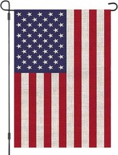 American Garden Flag 4th of July USA Patriotic Burlap Double Sided 12.5 x 18 Inc