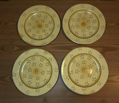 Americana General Star Dinner Plate Set 10'' Earthenware Pottery Farmhouse Rustic