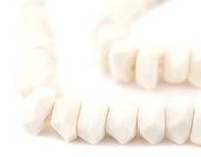 Faceted White Bone Beads 12mm Indonesia Large Hole 23 Inch Strand