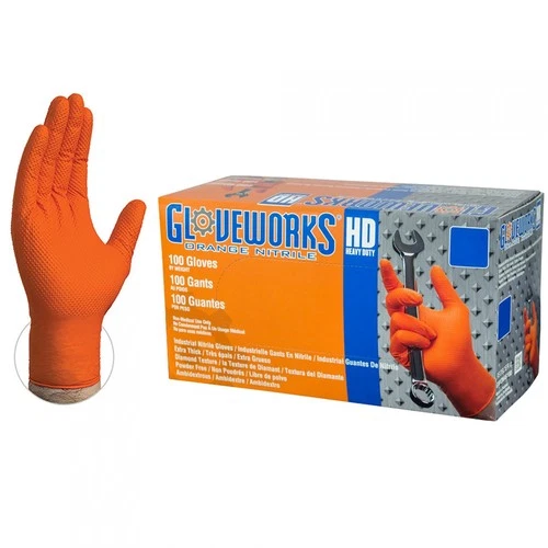 Gloveworks Nitrile Disposable Gloves M Orange 100 pk