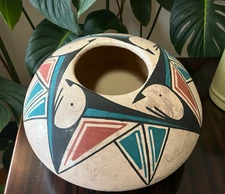 Mata Ortiz Pottery Seed Pot Silvia Rodriguez Mixed Clay Paquime Traditional  Art
