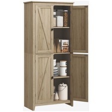 72" Kitchen Pantry Cabinet, Tall Storage Cabinet with 4 Door Adjustable Shelves