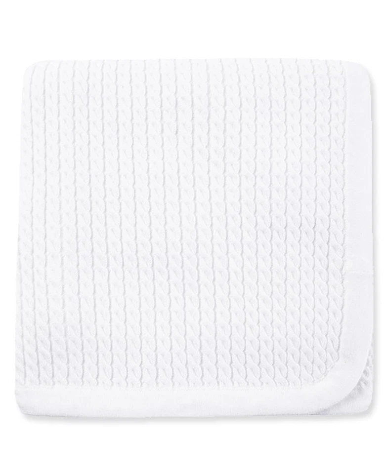 Manta de recepción Little Me Baby unisex blanca tejida con cable, 30 X 27 i... Foto 3 de 4