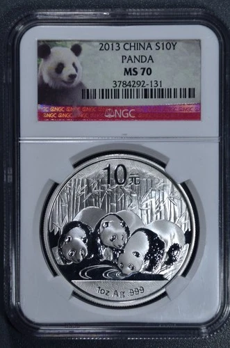 2013 $10Y CHINA Panda SILVER COIN 1 oz .999 NGC MS 70 A5330