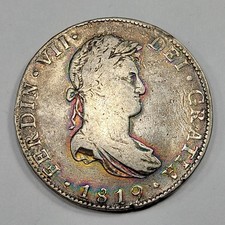 1819 Mo Mexico Silver 8 Reales RAINBOW TONED Beautiful Color Circulated *V82