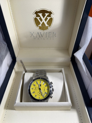 Xavier Men's Wristwatch Chronograph Yellow Dial Stainless Steel Sport Analog