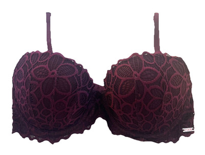 PINK Victorias Secret Date Push Up Bra Padded Lace Underwire Purple 32D