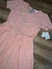 LuLaRoe Amelia Solid Pink Pockets Pleated Zipper 2XL 22/24 20/22 2X New XXL ❤️