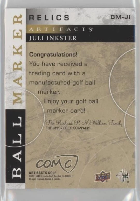 2021 Upper Deck Artifacts Ball Marker Relics Juli Inkster #BM-JI - Image 2 of 2