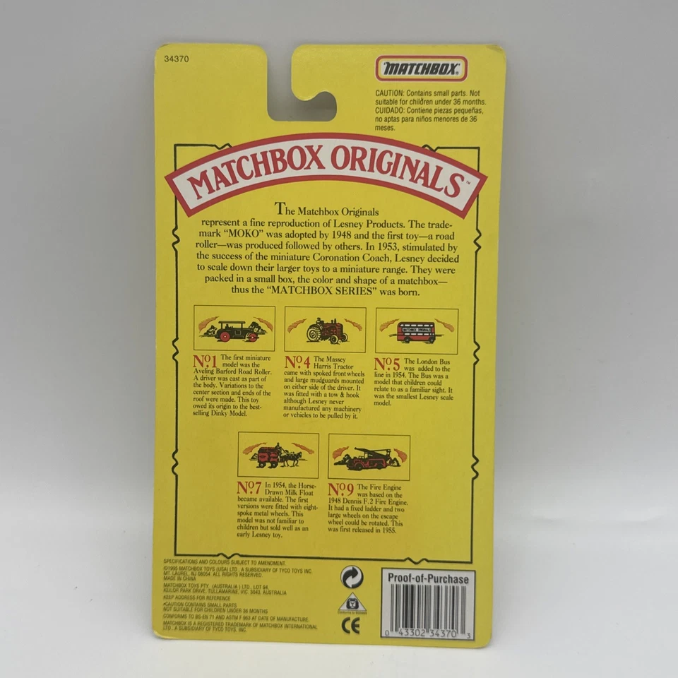 1995 年 Mooko Lesney 正品火柴盒原装编号 4 (34370) 蓝色拖拉机 — 第 2/2 张图片