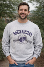 Vintage 90s Northwestern Size L University Graphic Patch Crew Neck Sweatshirt