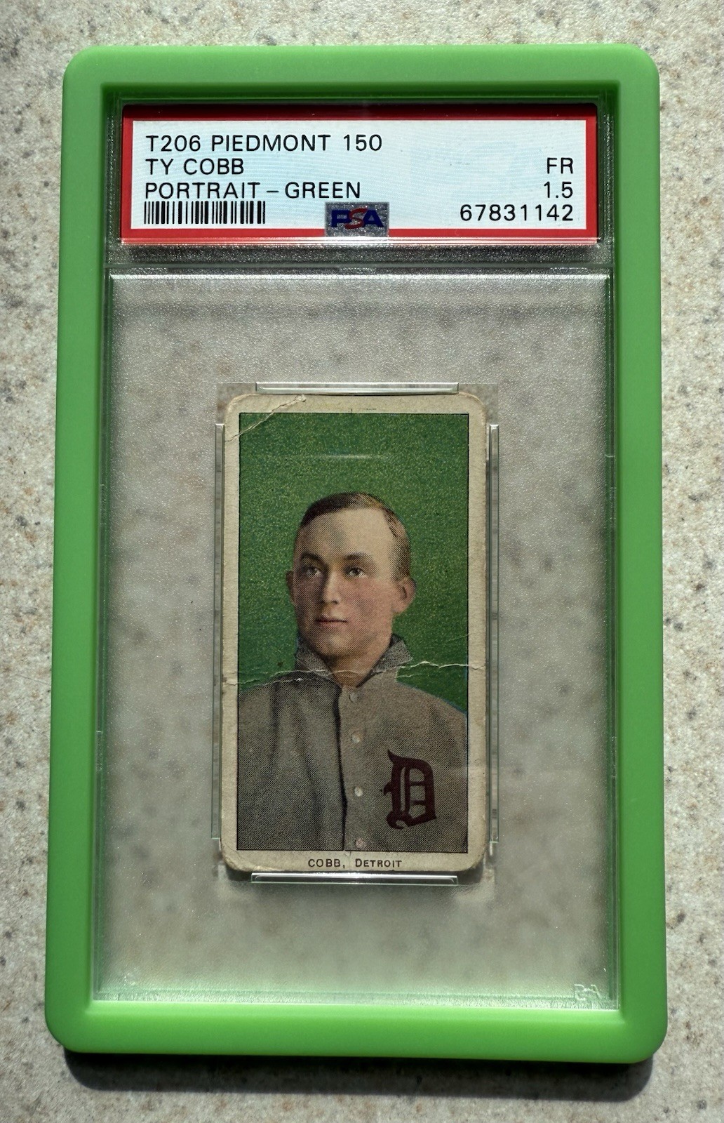 1909-11 T206 Ty Cobb Green Portrait Piedmont 150 Detroit Tigers HOF PSA 1.5 FAIR